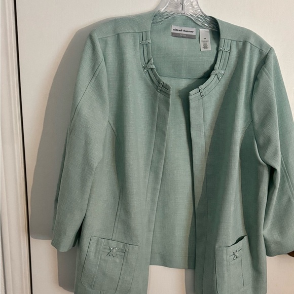 Alfred Dunner Jackets & Blazers - Alfred Dunner Green Blazer – Lightweight Open-Front, Size 18P